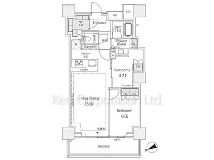 ザ・パークハウス三田ガーデン(2LDK/1階)の間取り写真