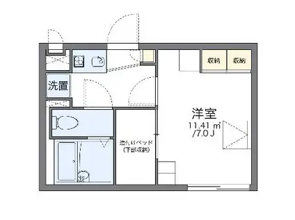 レオパレス翼II(1K/2階)の間取り写真