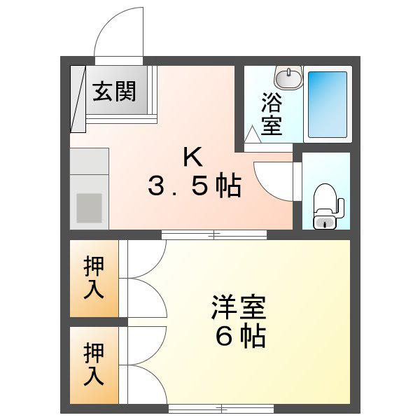 コーポエースII(1K/2階)の間取り写真