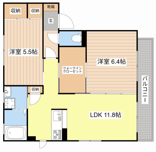 ウィステリア(2LDK/2階)の間取り写真