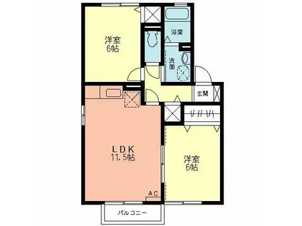 エブリーヌⅡ(2LDK/1階)の間取り写真