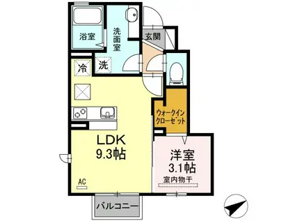 D-ROOM泉台(1LDK/1階)の間取り写真