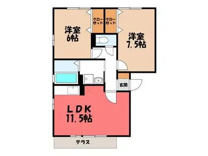 リビングタウン双葉B(2LDK/1階)の間取り写真