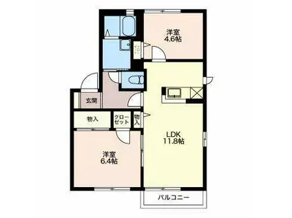 アブニール A(2LDK/2階)の間取り写真