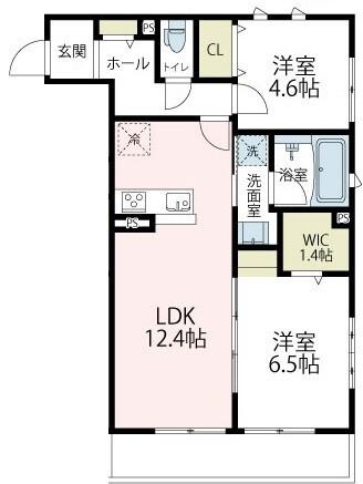 ヴァローレⅢ(2LDK/1階)の間取り写真