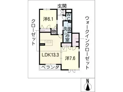 ベレオ浄水(2LDK/1階)の間取り写真