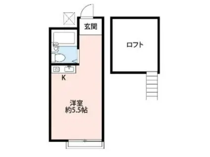 アップルハウスパピヨン(ワンルーム/2階)の間取り写真