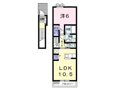 ギャラクシー鵜沼(1LDK/2階)の間取り写真