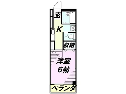 クレセントくすのき台(1K/2階)の間取り写真