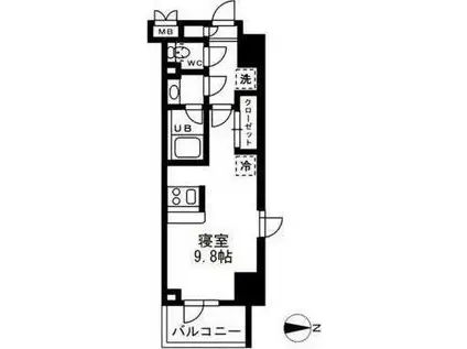  レジディア亀戸-(ワンルーム/11階)の間取り写真