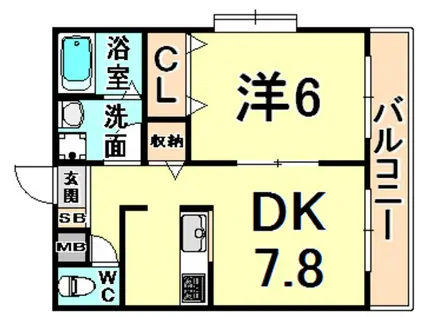 エレンカイム(1DK/3階)の間取り写真
