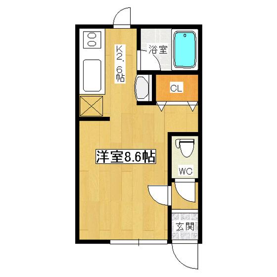 かーむはいつ(1K/2階)の間取り写真
