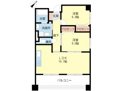 テオリア(2LDK/2階)の間取り写真
