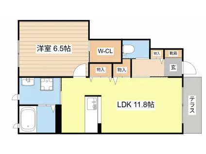 シャトーサイド(1LDK/1階)の間取り写真