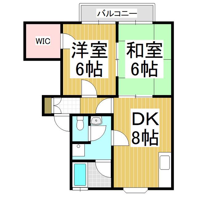 下田ハイツ松尾2(2DK/2階)の間取り写真