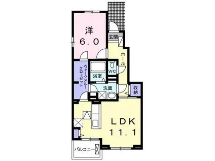 コージーコート枚方I(1LDK/1階)の間取り写真