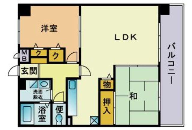 テングッド祖原(2LDK/4階)の間取り写真