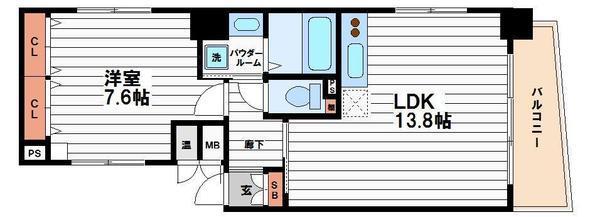 アルデールヒル内久宝寺(1LDK/4階)の間取り写真