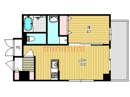 山崎マンション16高槻芥川(1LDK/4階)の間取り写真