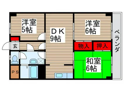 三浦マンション(3DK/1階)の間取り写真