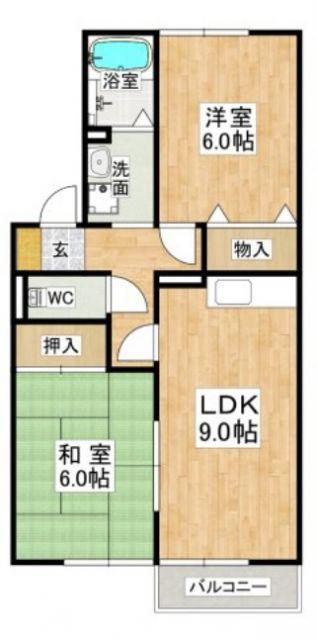 グランドール谷田川(2LDK/2階)の間取り写真