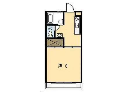 ピュアコート清武(1K/4階)の間取り写真