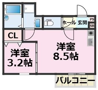 LIGARE(1LDK/1階)の間取り写真