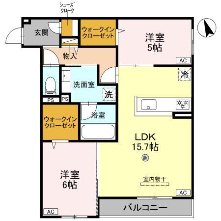 ファブール東羽衣(2LDK/2階)の間取り写真