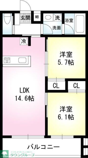 ラフィーネブラン(2LDK/3階)の間取り写真