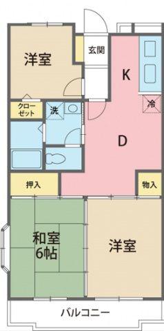 ラビアン・ローズ(3DK/1階)の間取り写真