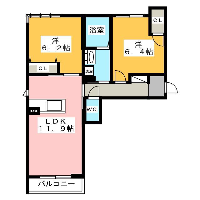 ARMONIA UNO(2LDK/1階)の間取り写真