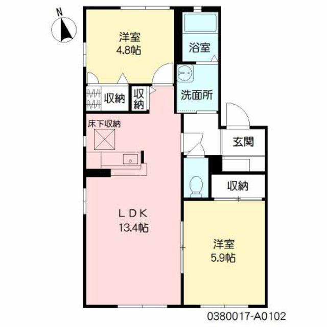 クレストタウンA(2LDK/1階)の間取り写真