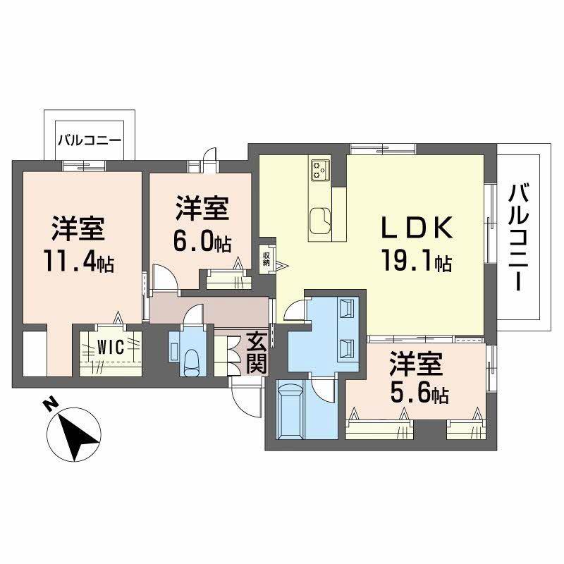 グランゲート滝川(3LDK/2階)の間取り写真