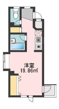 アイランド(ワンルーム/2階)の間取り写真