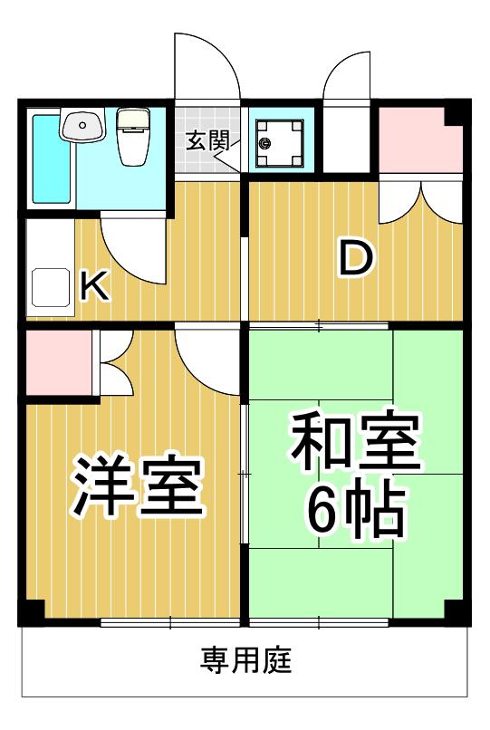 シャンテ中山(2DK/1階)の間取り写真