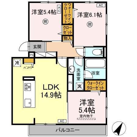 TORISIA相生町(3LDK/2階)の間取り写真