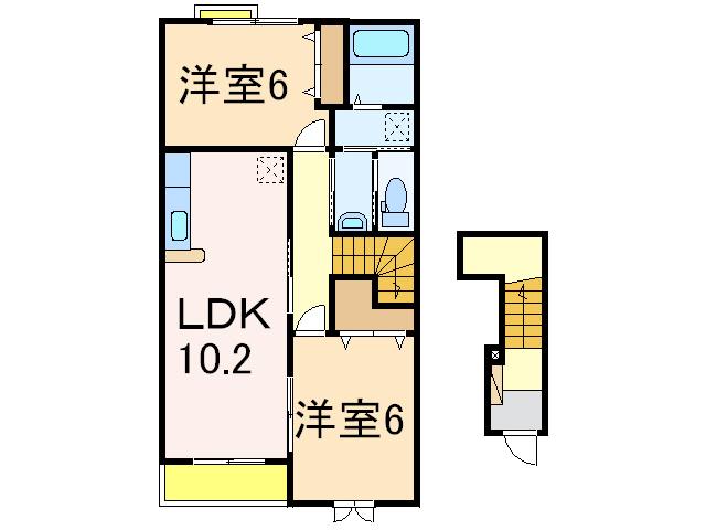 ドリームドームB(2LDK/2階)の間取り写真