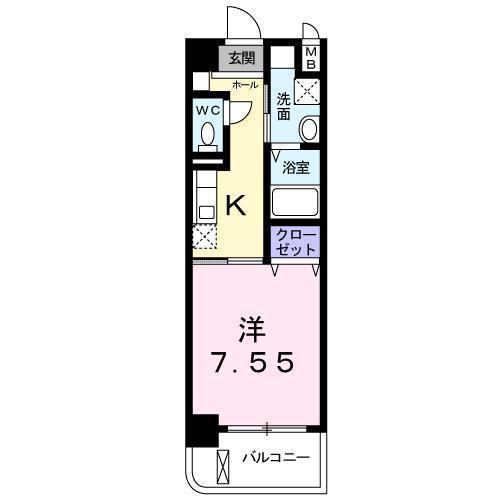 アルカンシェル(1K/1階)の間取り写真