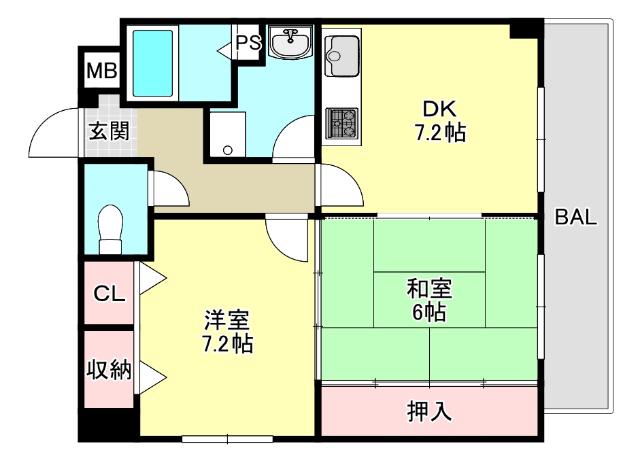 サンフォレスト岡(2DK/3階)の間取り写真
