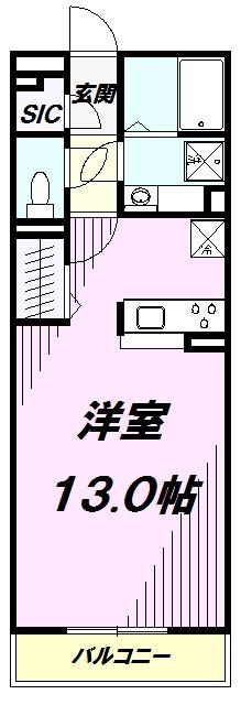 サンクフレール(ワンルーム/2階)の間取り写真