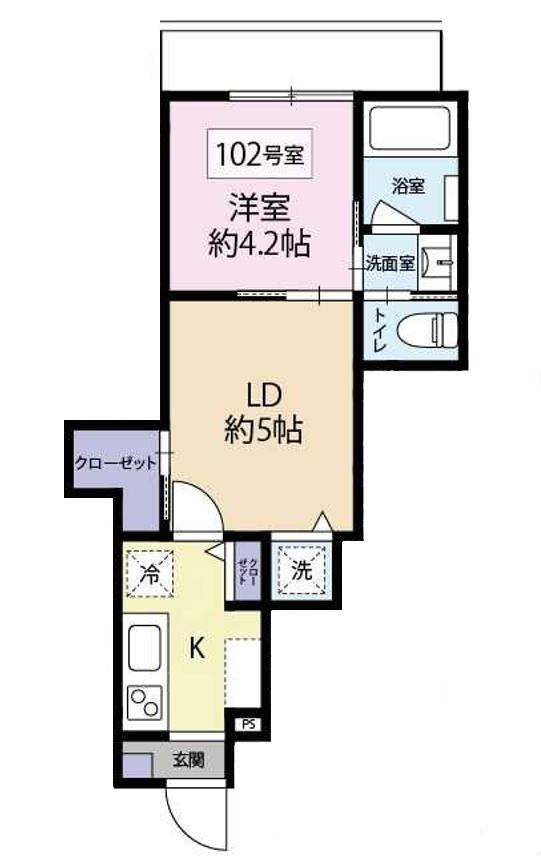 YS中野本町(1LDK/1階)の間取り写真
