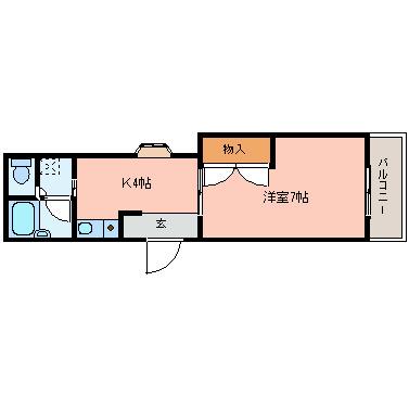 エステート高安(1DK/1階)の間取り写真