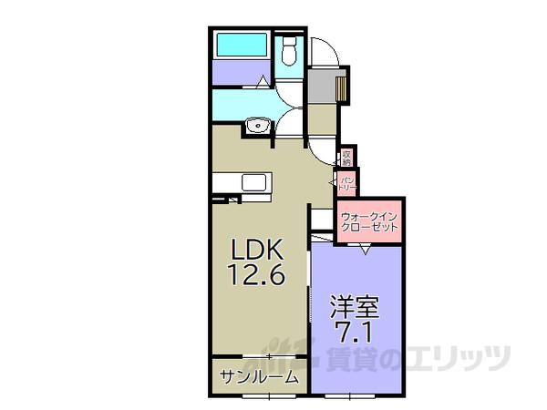 プルメリアII(1LDK/1階)の間取り写真