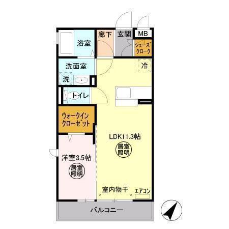 パークドプランタンB(1LDK/2階)の間取り写真