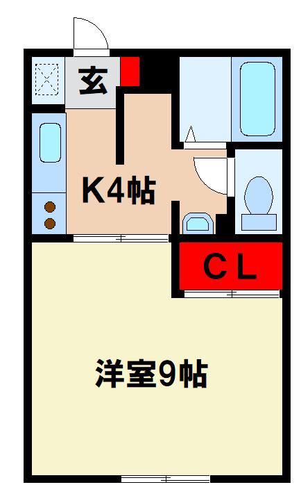 バンサンク都府楼(1K/2階)の間取り写真