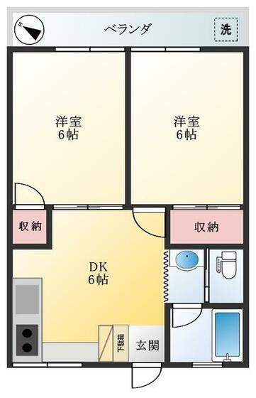 グリーンハイツ篠崎(2DK/1階)の間取り写真