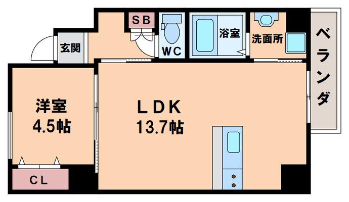 THE SUNSHINE(1LDK/5階)の間取り写真