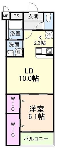 ウィステリア・テラス(1LDK/2階)の間取り写真