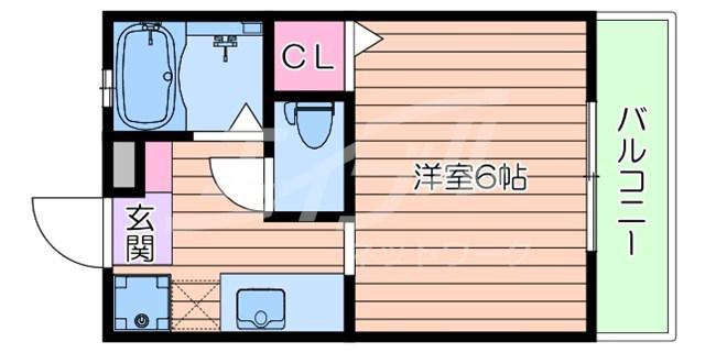 HBハイツ(1K/1階)の間取り写真