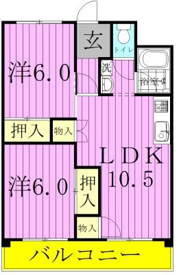 高橋ハイツ(2LDK/4階)の間取り写真